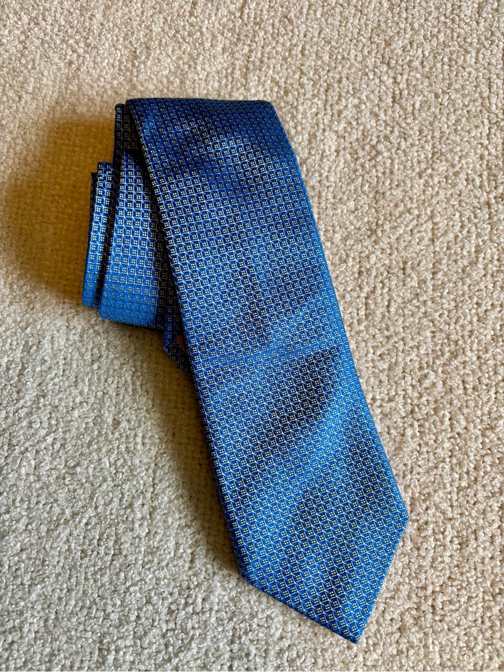 Thomas Pink Men's Blue Geometric Silk Tie Woven Logo Pointed